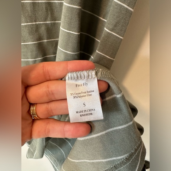 Free Fly Apparel Bamboo Dockside Dress in Sagebrush/White Stripe, size Small - Picture 5 of 8